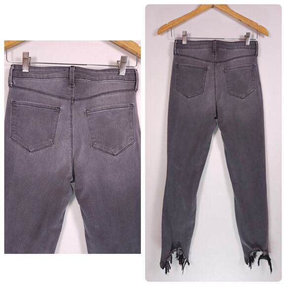L' Agence Grey Distressed 26 High Rise Skinny Jeans Raw Hem Stretch Woman Denim - Picture 7 of 8